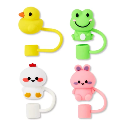 Multi-Pack Cute Animal Straw Toppers - 4 Pack