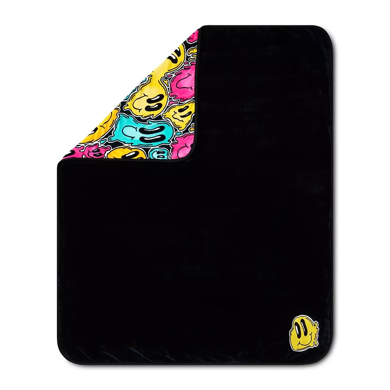 Trippy Smiley Face Reversible Fleece Blanket