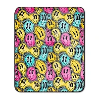 Trippy Smiley Face Reversible Fleece Blanket
