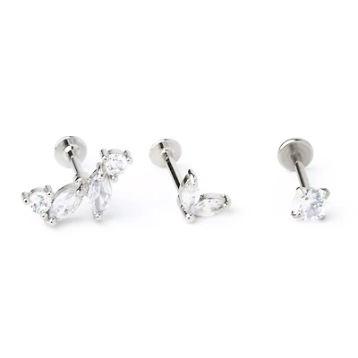 Multi-Pack CZ Marquis Cut Cartilage Earrings 3 Pack - 18 Gauge