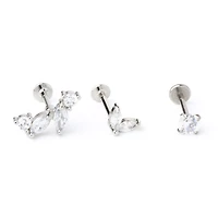 Multi-Pack CZ Marquis Cut Cartilage Earrings 3 Pack - 18 Gauge