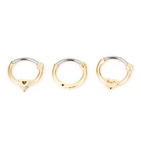 Multi-Pack Goldtone CZ Heart Hinged Septum Rings 3 Pack - 16 Gauge