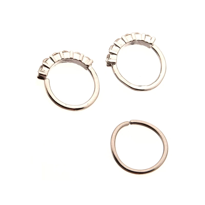 Multi-Pack CZ Hoop Nose Rings 3 Pack - 20 Gauge