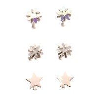 Multi-Pack Silver and Crystal Star Nose Pins 6 Pack - 20 Gauge