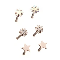 Multi-Pack Silver and Crystal Star Nose Pins 6 Pack - 20 Gauge