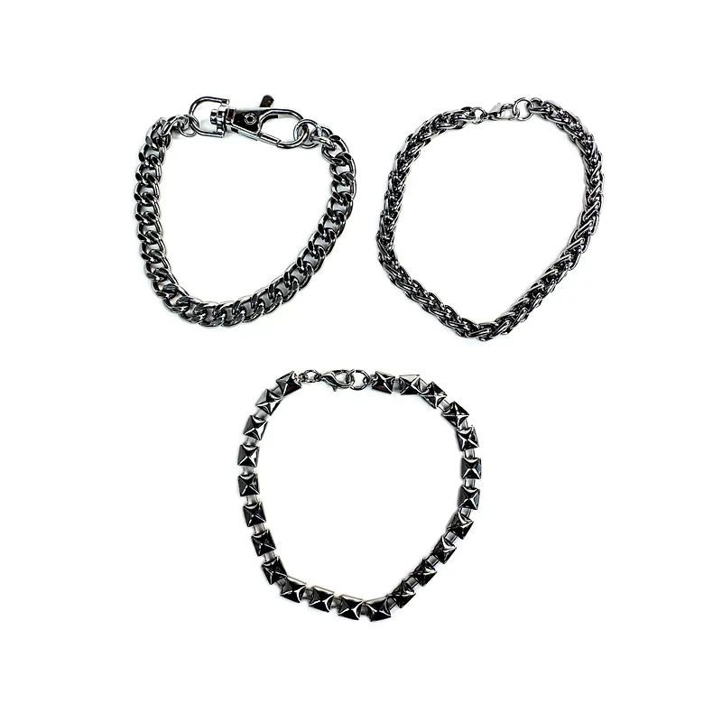 Multi-Pack Silvertone Chain Bracelets - 3 Pack