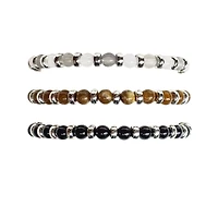 Multi-Pack Black White and Brown Beaded Bracelets - 3 Pack