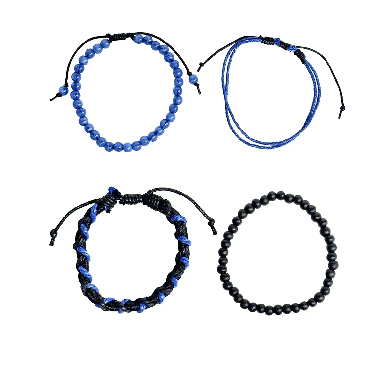 Multi-Pack Black and Beaded Cord Bracelets