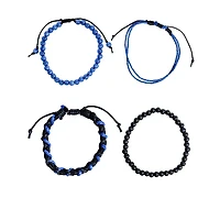 Multi-Pack Black and Beaded Cord Bracelets