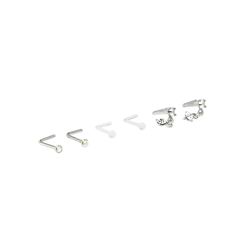 Multi-Pack Star Dangle L-Bend Nose Pins 6 Pack - 20 Gauge