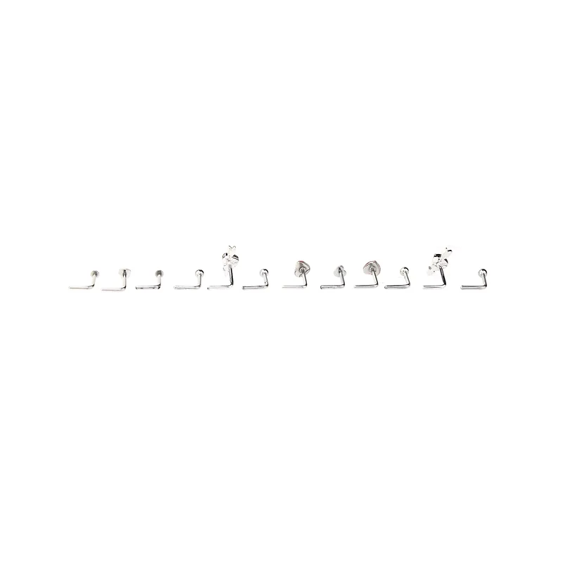 Multi-Pack Red Heart Gem L-Bend Nose Pins 12 Pack - 20 Gauge