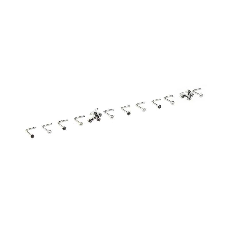 Multi-Pack Cross L-Bend Nose Pins 12 Pack - 20 Gauge