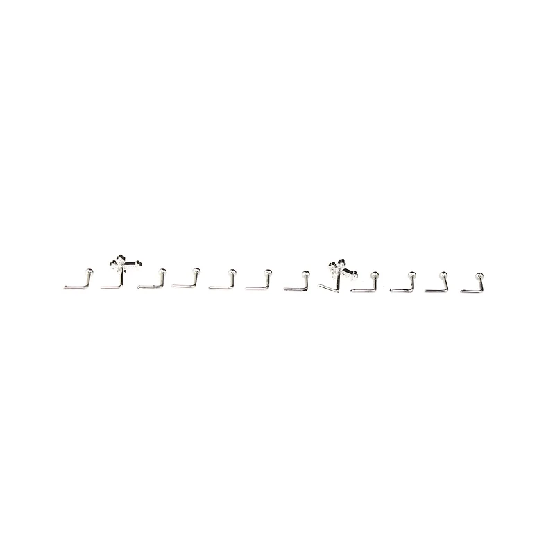 Multi-Pack Cross L-Bend Nose Pins 12 Pack - 20 Gauge