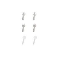 Multi-Pack Silvertone and Acrylic Retainer Nose Pins 6 Pack - 20 Gauge