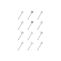 Multi-Pack Silvertone Star Prong Nose Pins 12 Pack - 20 Gauge