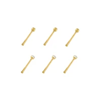 Multi-Pack Prong CZ 14K Gold-Plated Nose Pins - 6 Pack