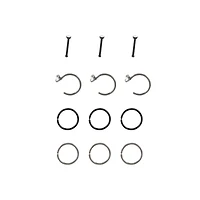 Multi-Pack Silvertone and CZ Nose Hoops and Pins 12 Pack