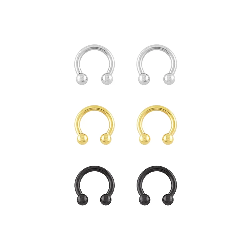 Multi-Pack Plated Horseshoe Rings - 3 Pair