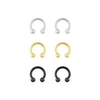 Multi-Pack Plated Horseshoe Rings - 3 Pair