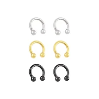 Multi-Pack Plated Horseshoe Rings - 3 Pair