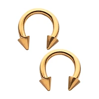 Multi-Pack Gold Plated Spiked Horseshoe Rings - 2 Pack