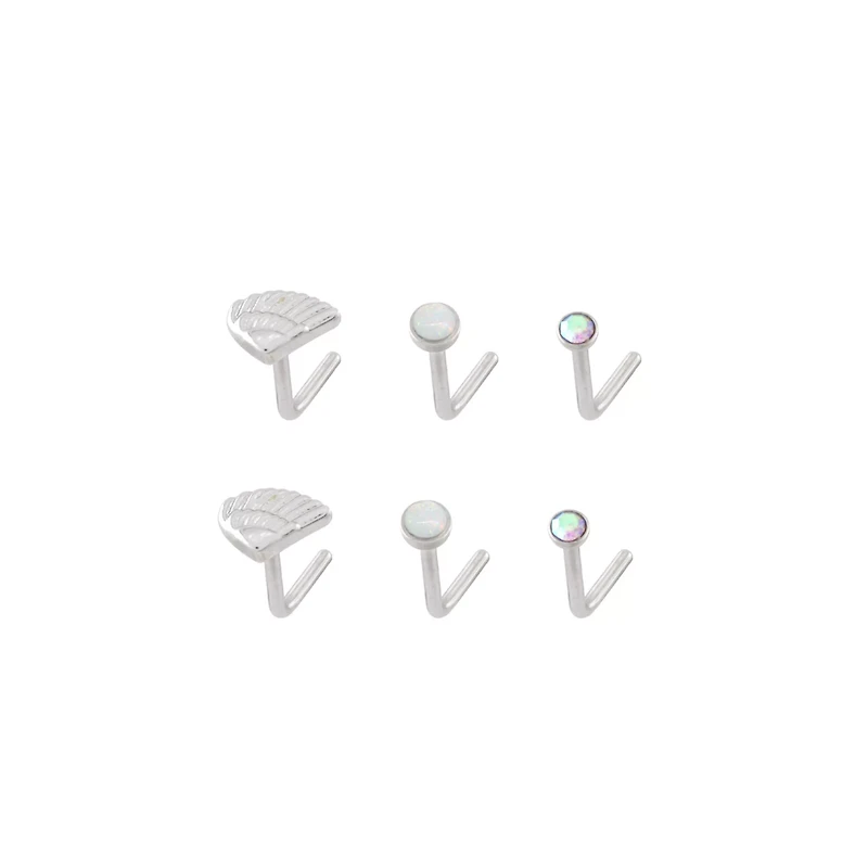 Multi-Pack CZ Wings L-Bend Nose Rings