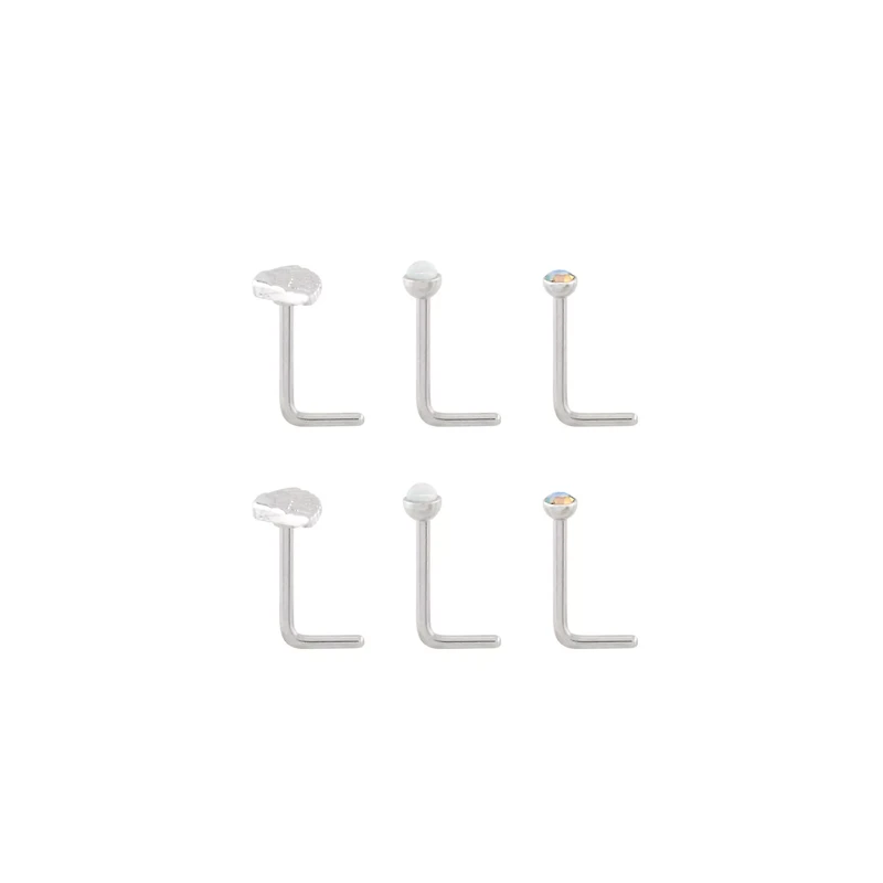 Multi-Pack CZ Wings L-Bend Nose Rings