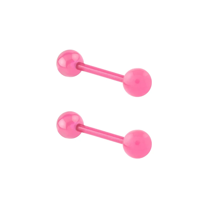 Glow in the Dark Pink Bioflex Acrylic Barbells - 14 Gauge