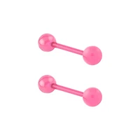 Glow in the Dark Pink Bioflex Acrylic Barbells - 14 Gauge