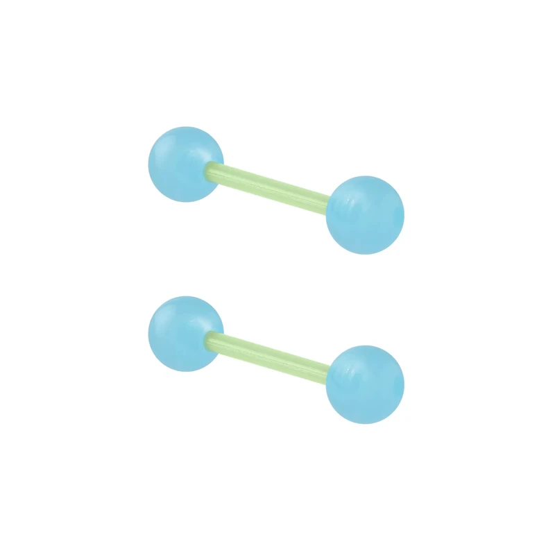 Glow in the Dark Blue and Green Bioflex Acrylic Barbells - 14 Gauge