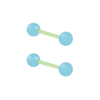 Glow in the Dark Blue and Green Bioflex Acrylic Barbells - 14 Gauge