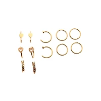 Multi-Pack CZ Goldplated Heart Hoop Nose Ring 12 Pack - 20 Gauge
