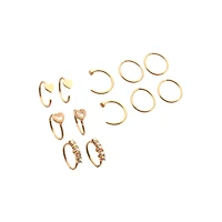 Multi-Pack CZ Goldplated Heart Hoop Nose Ring 12 Pack - 20 Gauge