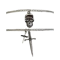 Multi-Pack Skull and Crosses Chain Necklaces - 2 Pack