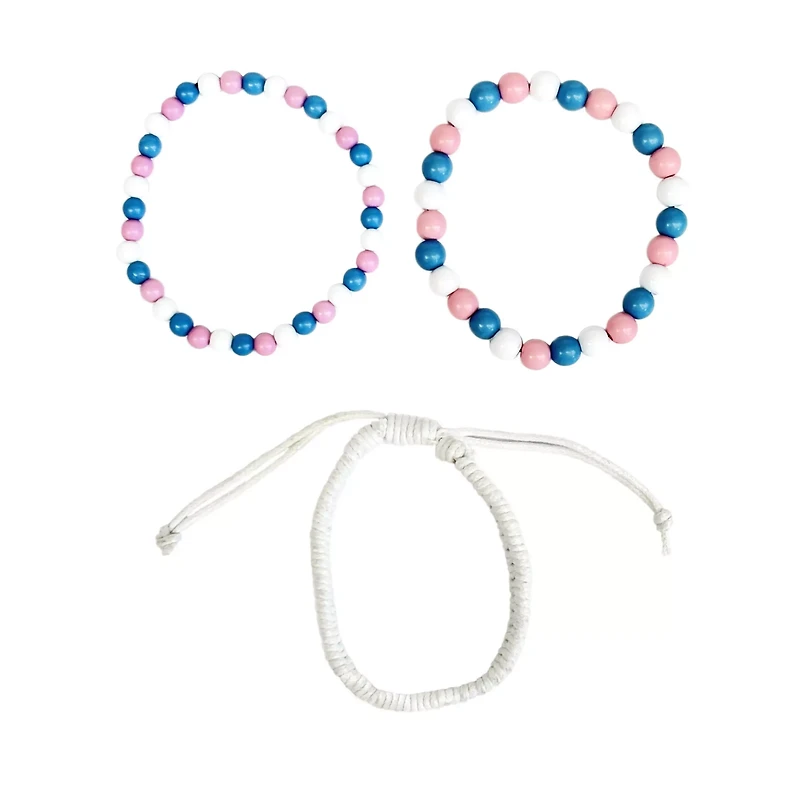 Multi-Pack Trans Pride Braided Cord and Beaded Bracelets - 3 Pack