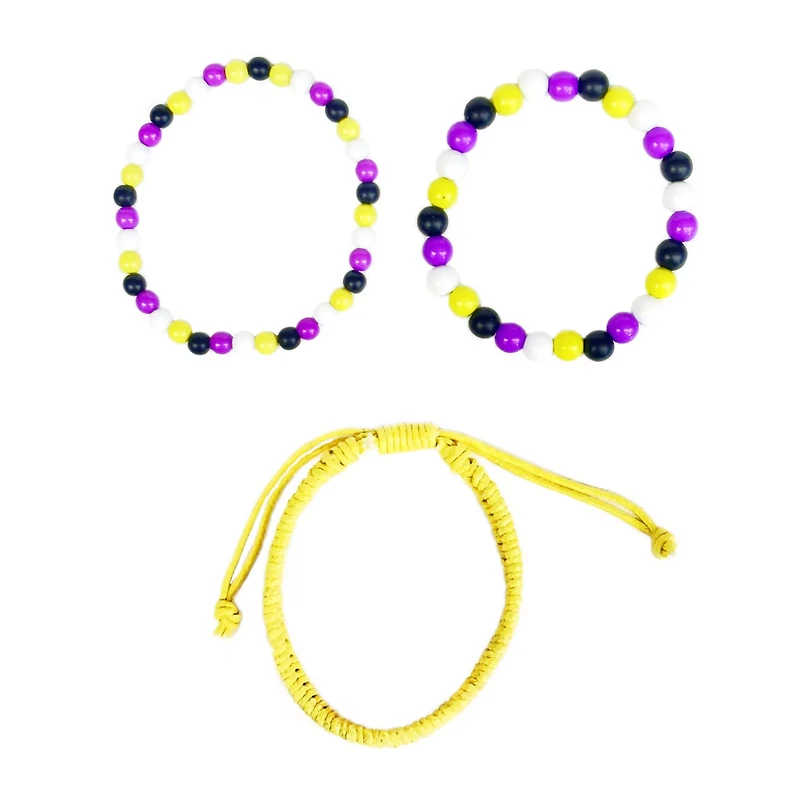 Multi-Pack Nonbinary Pride Braided Cord and Beaded Bracelets - 3 Pack