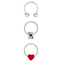 Multi-Pack Casino Chic Horseshoe and Captive Rings 3 Pack - 16 Gauge