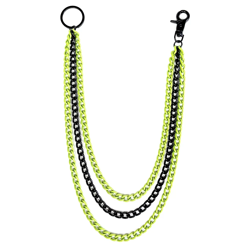 Black and Green Triple Row Wallet Chain