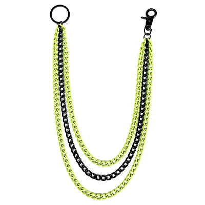 Black and Green Triple Row Wallet Chain