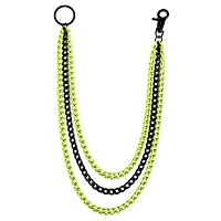Black and Green Triple Row Wallet Chain
