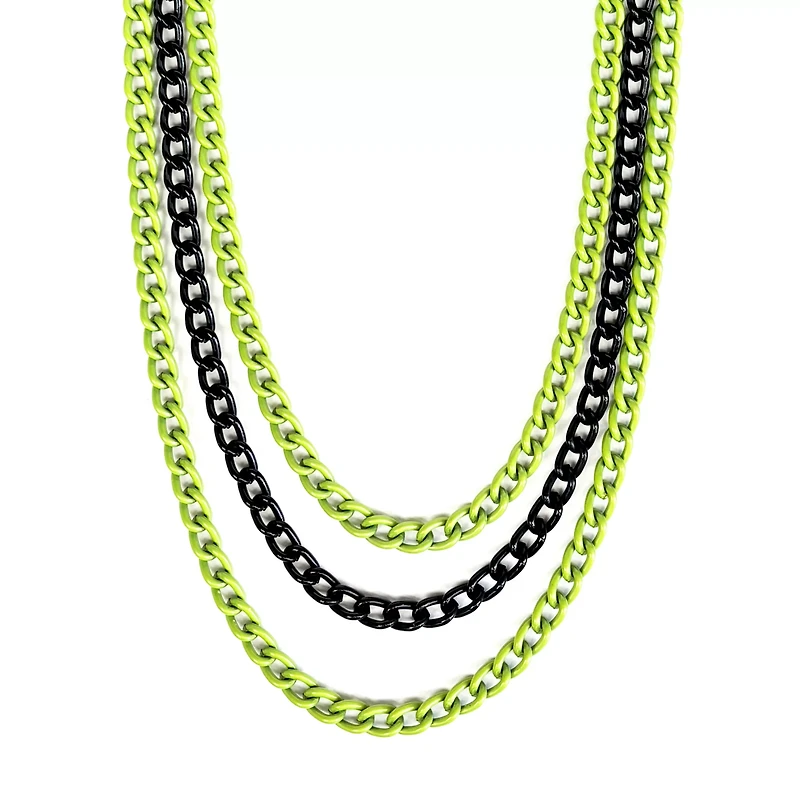Black and Green Triple Row Wallet Chain