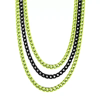Black and Green Triple Row Wallet Chain