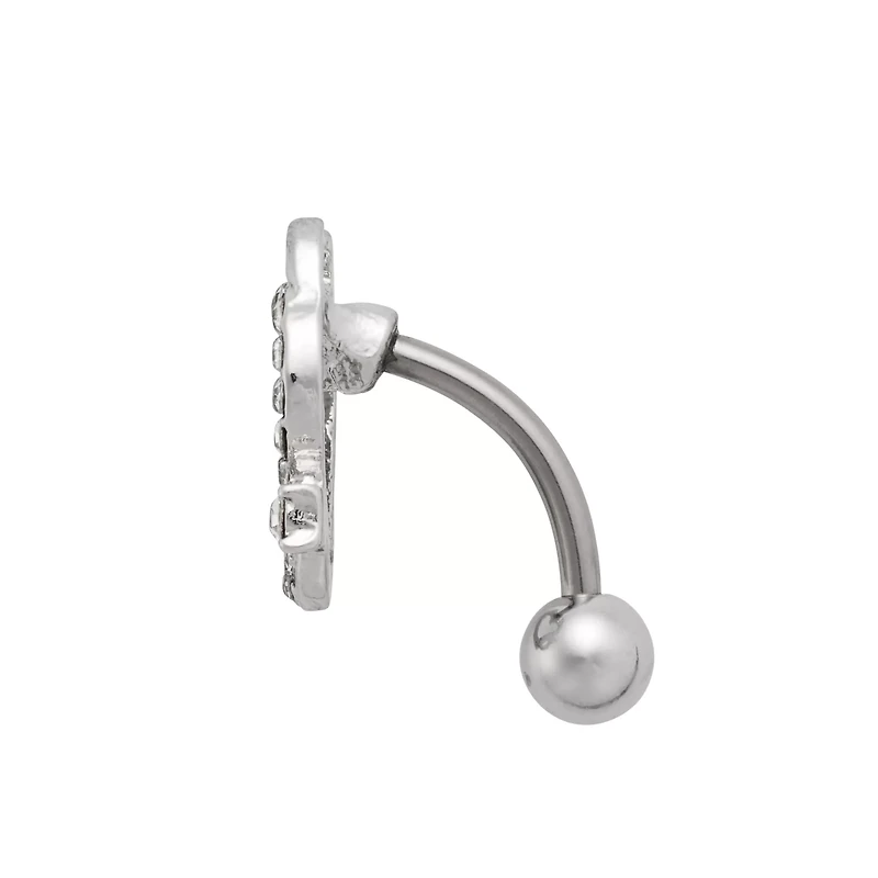CZ Devil Horned Heart Belly Ring - 14 Gauge