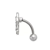 CZ Devil Horned Heart Belly Ring - 14 Gauge