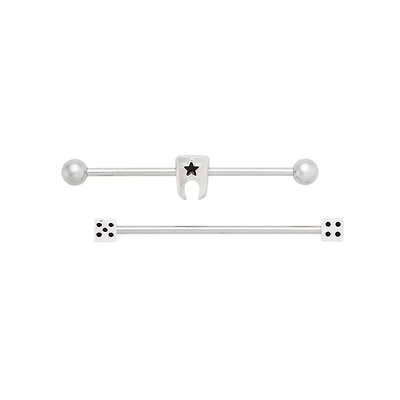 Multi-Pack Tooth and Dice Industrial Barbells 2 Pack - 14 Gauge
