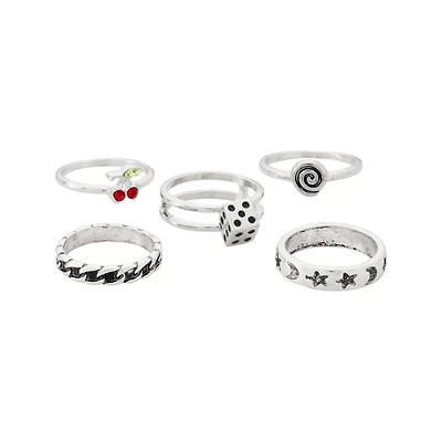Multi-Pack Eclectic Novelty Rings - 5 Pack