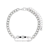 Multi-Pack Silvertone and Black Spiked Chain Bracelets - 5 Pack