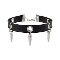Multi-Pack Silvertone and Black Spiked Chain Bracelets - 5 Pack