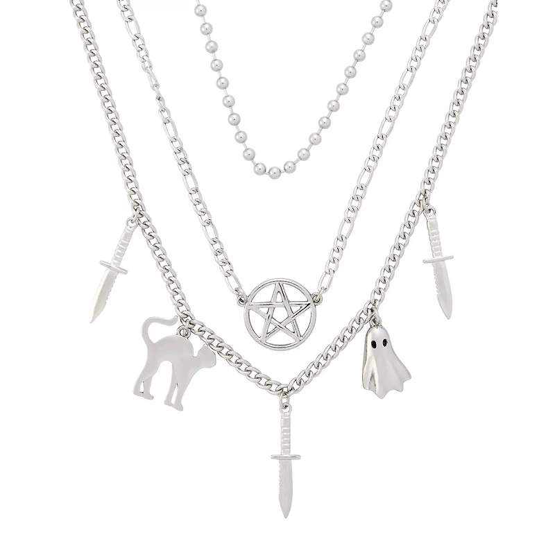 Cat Dagger Pentagram Chain Necklace