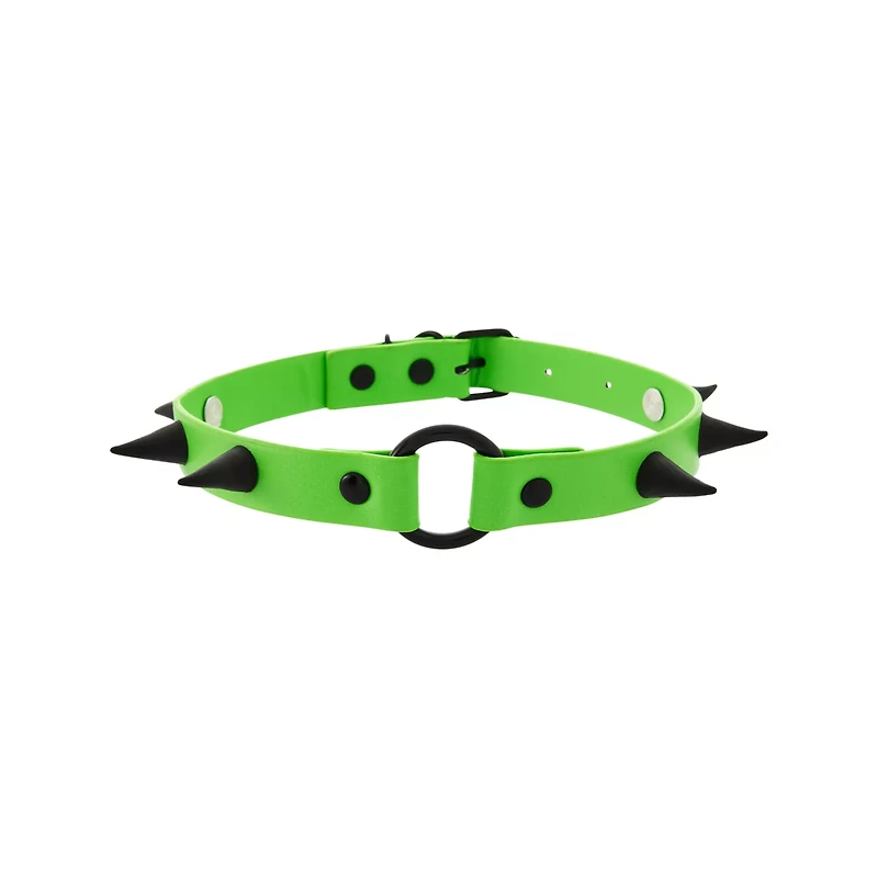 Green Spiked Choker Necklace